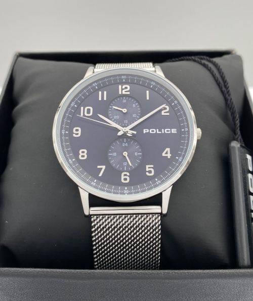 *Brand new* Police Men`s Berkeley Blue Dial and Silver Toned Mesh Watch