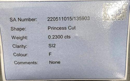Beautiful 0.23ct Princess cut Solitaire ring