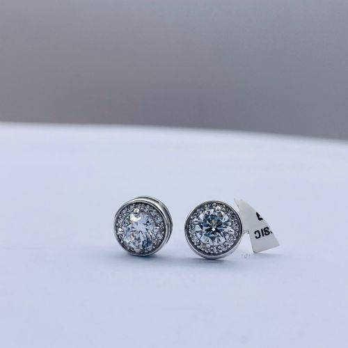 NWJ Halo Sterling Silver Cubic Earrings