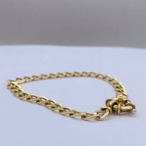 SOLID 9K Yellow Gold & Silver Cuban Link Bracelet