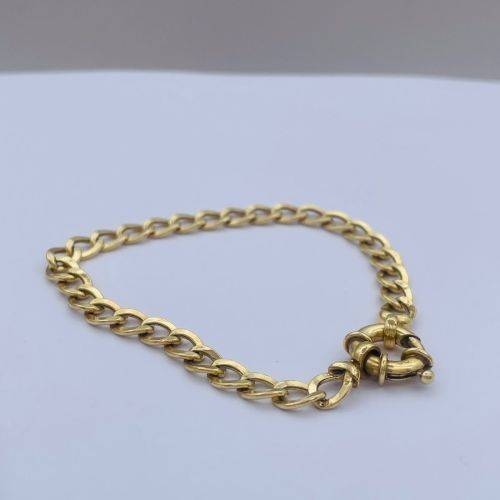 SOLID 9K Yellow Gold & Silver Cuban Link Bracelet