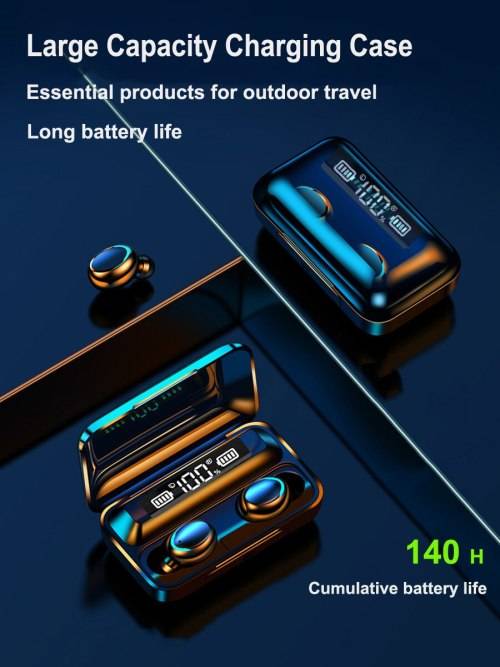 BTH-F9-5 TWS True Wireless Earbuds with Power Bank (Black)