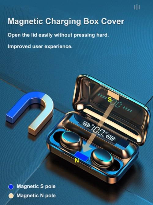 BTH-F9-5 TWS True Wireless Earbuds with Power Bank (Black)