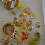 Scrappers' jam - Jam jar of scrapbook/craft embellishments in yellow
