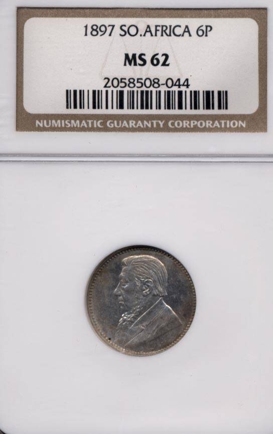 ZAR 1897 6d MS62 NGC