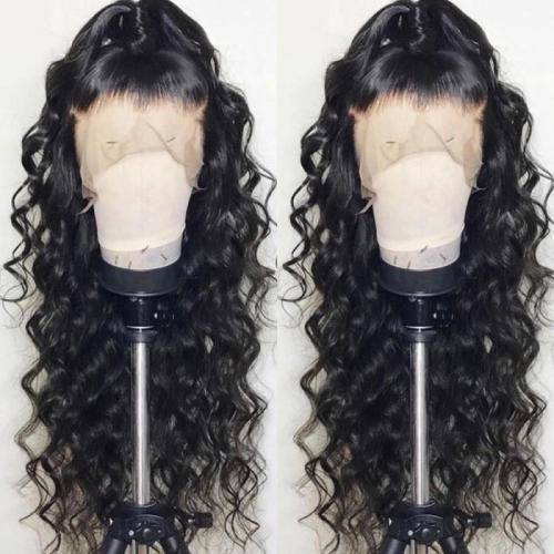 Human Hair Investment WIG / 200% Extra Thick / BROWN Natural Loose Wave Brazilian / 24` length