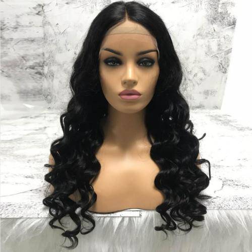 Human Hair Investment WIG / 200% Extra Thick / BROWN Natural Loose Wave Brazilian / 24` length