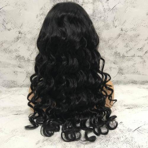 Human Hair Investment WIG / 200% Extra Thick / BROWN Natural Loose Wave Brazilian / 24` length