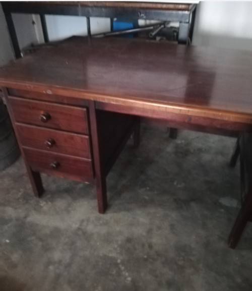 VINTAGE OFFICE DESK / 6 drawers solid wood
