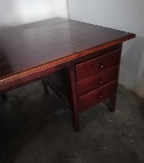 VINTAGE OFFICE DESK / 6 drawers solid wood