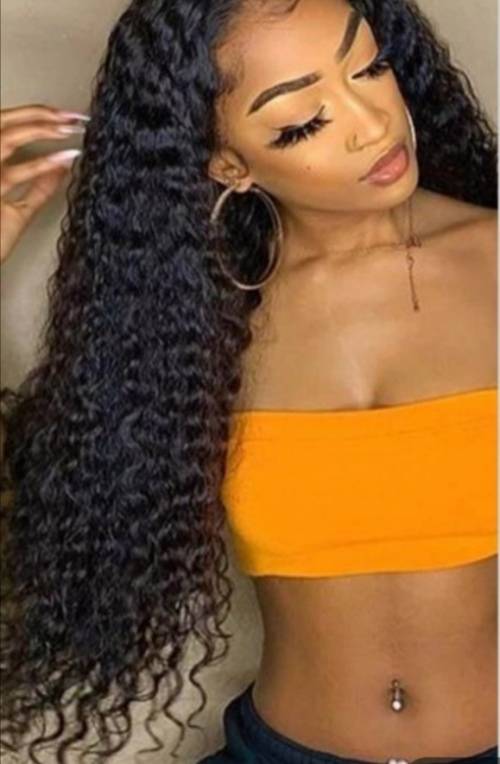 Wig - Human Hair Investment Wig / 200% Extra Thick / Glue Free Deep Rolled / BROWN 24 inch length