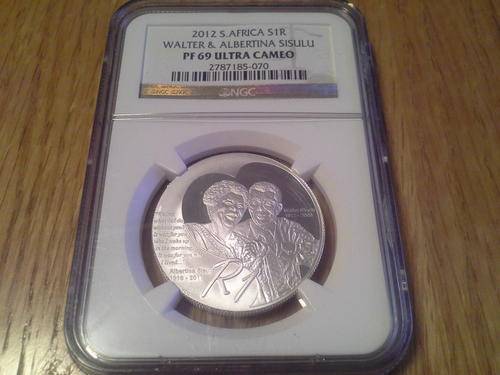 2012 PF69 WALTER & ALBERTINA SISULU SILVER R1 COIN ULTRA CAMEO