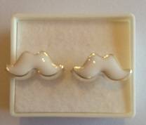Beautiful Mustache Earring Studs - White