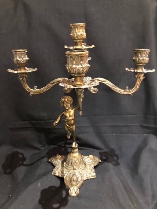 Baroque brass candelabra cherub(BRS91)