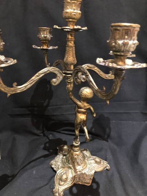 Baroque brass candelabra cherub(BRS91)