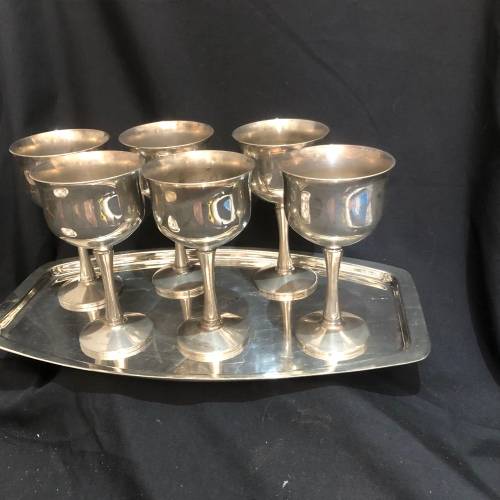 Goblets tray silver plated
