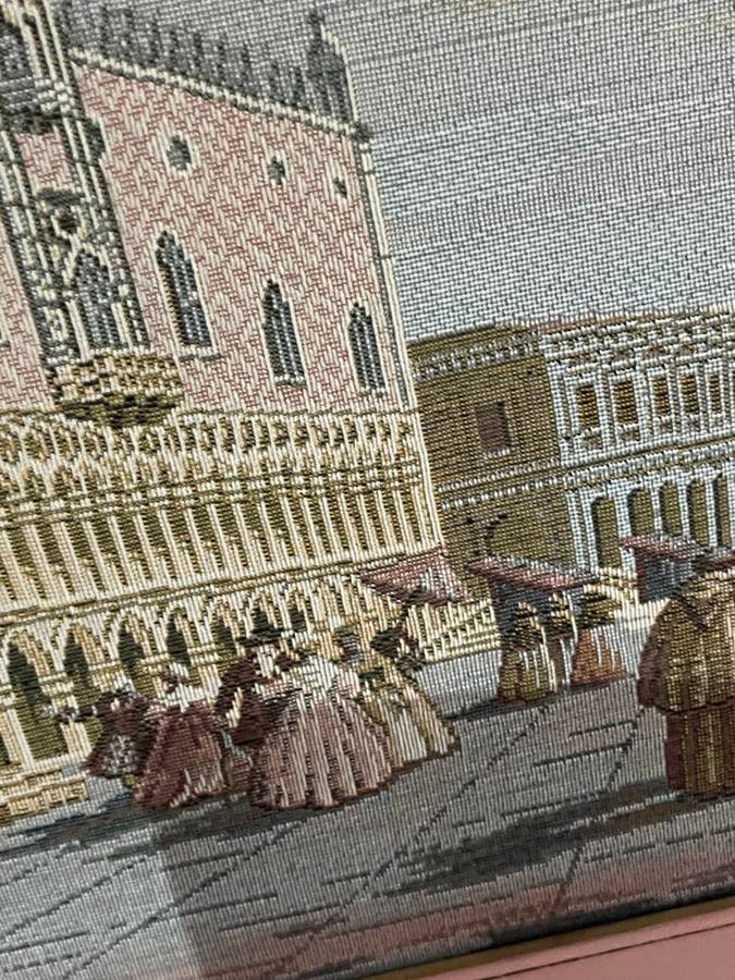 Framed tapestry scene