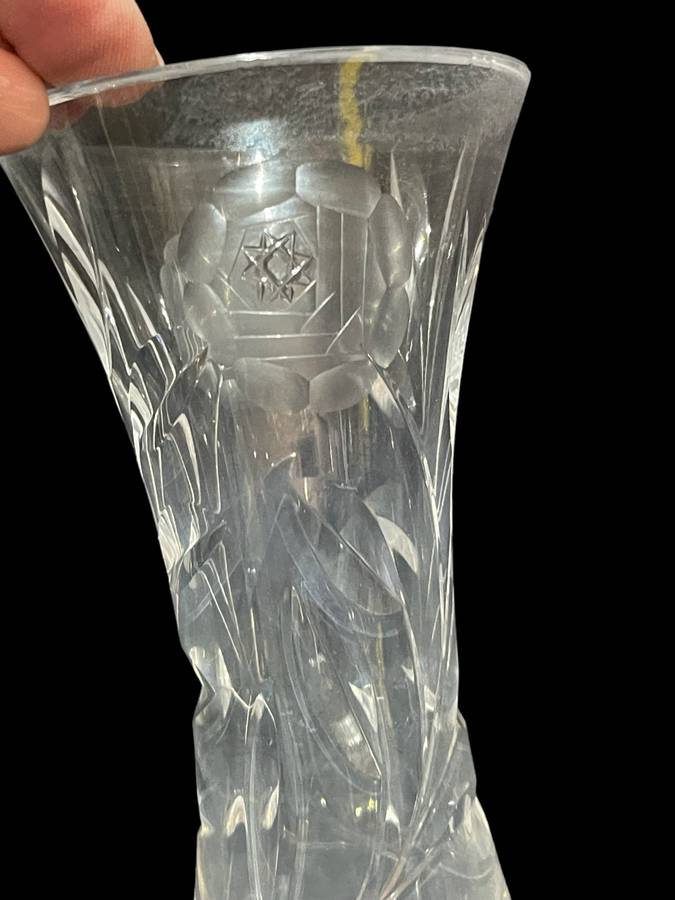 Vase Czech rose cut crystal(F)