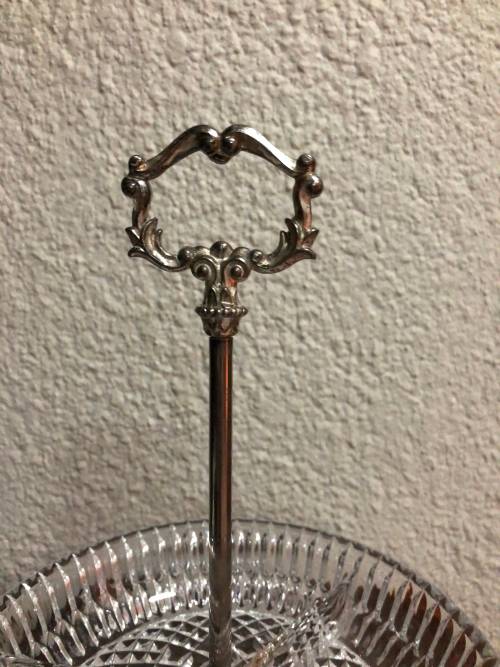 Pressed Glass Silver Plated Snack Server