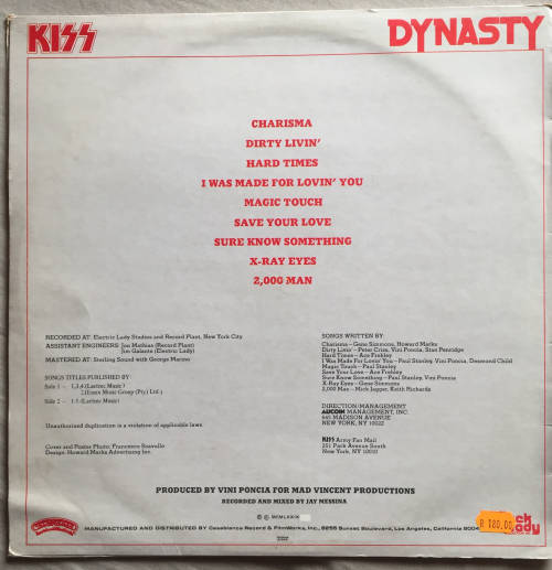 Kiss - Dynasty SA Vinyl LP