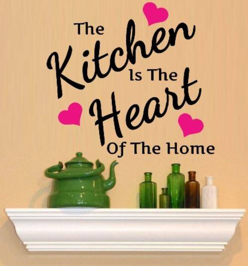 VINYL DECAL - KITCHEN HEART OF HOME INSPIRATIONAL QUOTE - WALL ART