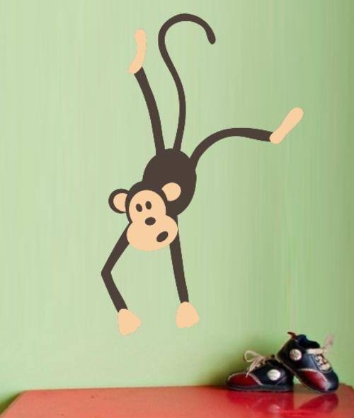 VINYL DECAL - CUTE MONKEY - WALL ART - CHOOSE COLOUR