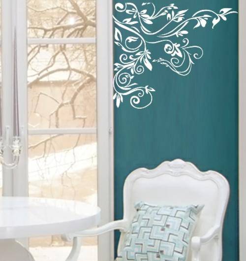 VINYL DECAL - FLORAL CORNER TYPE 3 - WALL ART - CHOOSE COLOUR