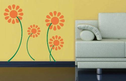 VINYL DECAL - FLOWERS TYPE 1 - WALL ART - CHOOSE COLOUR