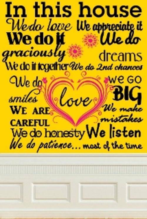 VINYL DECAL -  IN THIS HOUSE - WALL ART