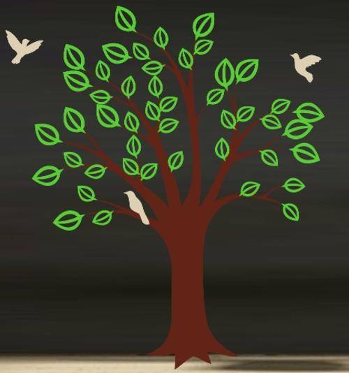 FREE SHIPPING - TREE WITH BIRDS WALL STICKER - CHOOSE COLOUR