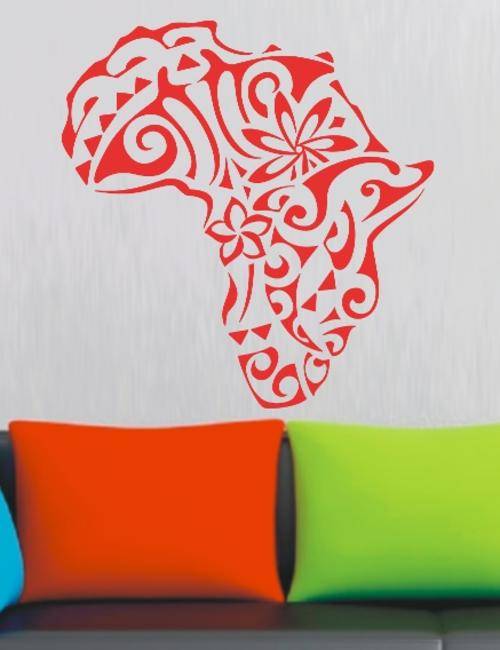 FREE SHIP/LOW COURIER - AFRICA FLORAL SILHOUETTE - WALL STICKER - 60+ COLOURS