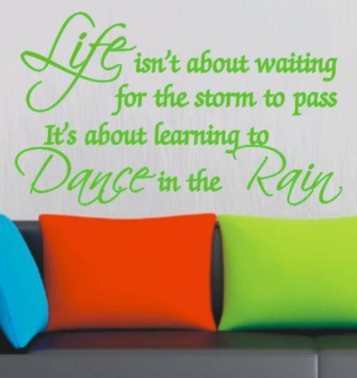 *NEW* VINYL DECAL - DANCE IN THE RAIN INSPIRATIONAL QUOTE 2 - WALL ART - CHOOSE COLOUR*
