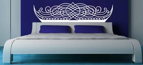 FREE SHIP/LOW COURIER - HEADBOARD DOUBLE BED DESIGN 8 - WALL STICKER - 60+ COLOURS