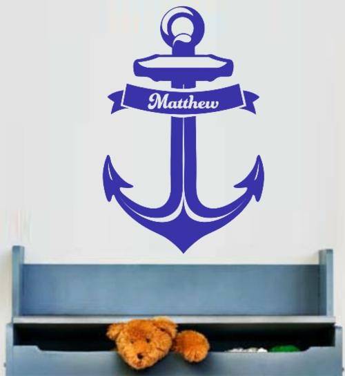 FREE SHIP/LOW COURIER - PERSONALISED ANCHOR 1 WALL STICKER - SML 60+ COLOURS