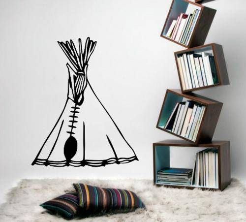 VINYL DECAL - AMERICAN INDIAN TEEPEE - WALL ART - CHOOSE COLOUR