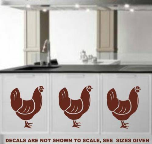 FREE SHIPPING - SET OF CHICKENS - WALL DECALS - XLRG