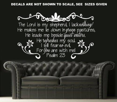 FREE SHIP/LOW COURIER - BIBLE VERSE PSALM 23 WALL STICKER 3 - MED 60+ COLOURS