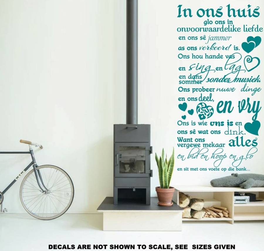 FREE SHIP/LOW COURIER - IN ONS HUIS FAMILIE KWOTASIE WALL STICKER - LRG 60+ COLOURS