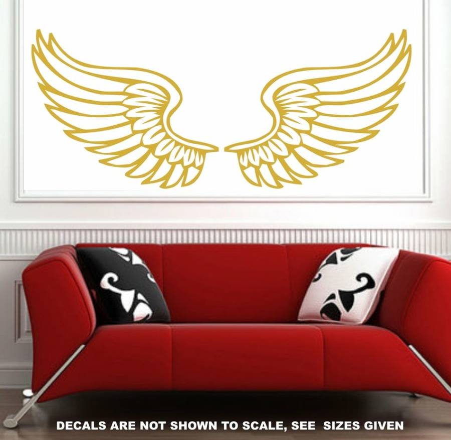 FREE SHIP/LOW COURIER - ANGEL WINGS WALL STICKER - XLRG 60+ COLOURS