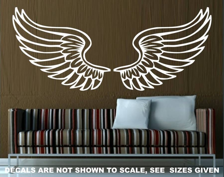 FREE SHIP/LOW COURIER - ANGEL WINGS WALL STICKER - XLRG 60+ COLOURS