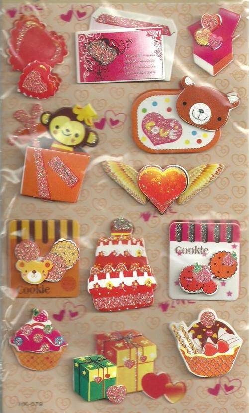Handmade Dimensional Glitter Stickers - RomanceTheme - Crafts