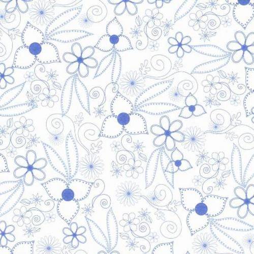 Scrapbooking Paper 30cm x 30cm - Blue Flowers - Crafts Scrapbooking