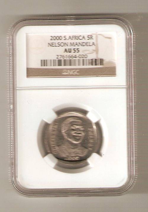 $$$$ A NGC GRADED AU55 2000 SMILLING MADIBA COIN $$$$