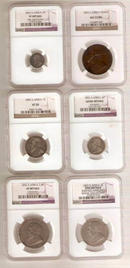 1892 PAUL KRUGER NGC GRADED SET