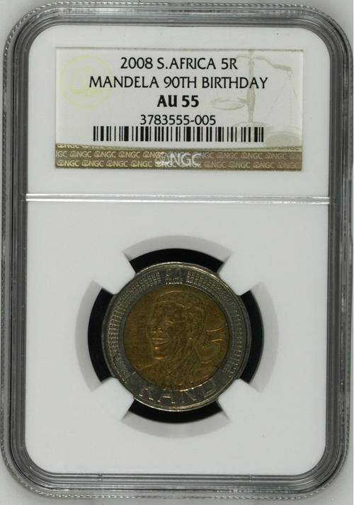 THE NGC GRADED AU 55 N/MANDELA COIN