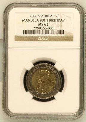 @@@ SCARSE MS63 N/MANDELA B/DAY COIN 2008 NGC GRADED @@@@