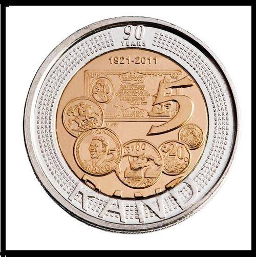 $$$ NEW RELEASE 1921-2011 SA 90TH ANNIVERSARY R5 COINS UNTOUCHED FROM SA MINT BAG $$$$