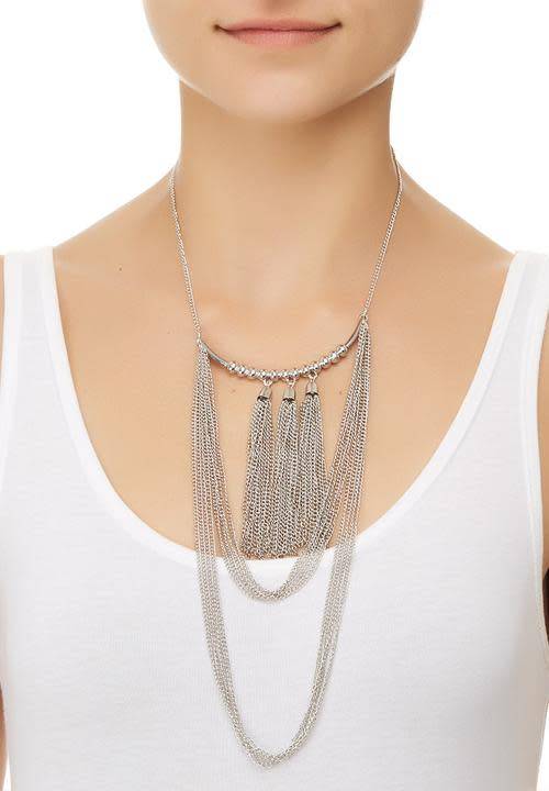 Silver Tassel chain Necklace