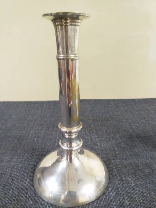 Silver pillar candle holder