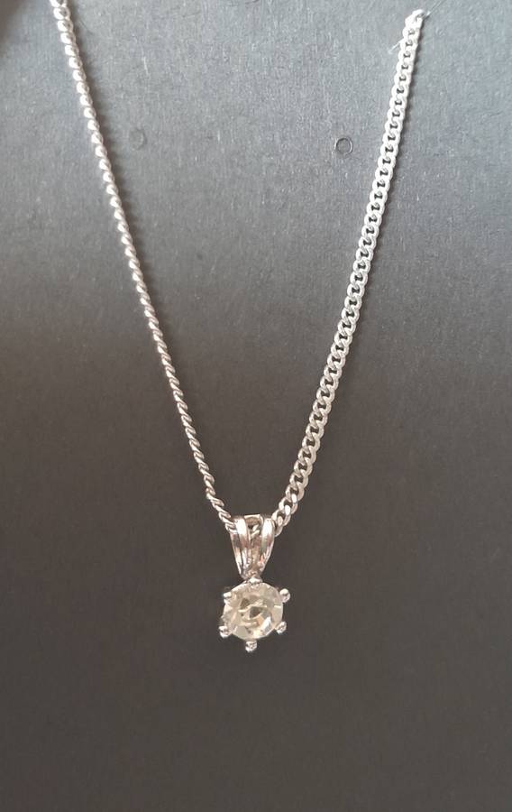 Silver Cubic Zirconia pendant chain necklace